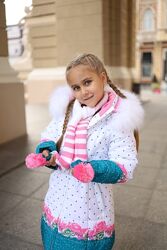 Kiko 3348 зимнее пальто с шарфиком на тинсулейте
