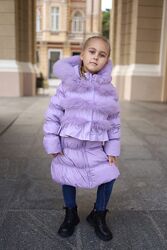 Зимний пуховик Кико 3384 с песцовой жилеткой