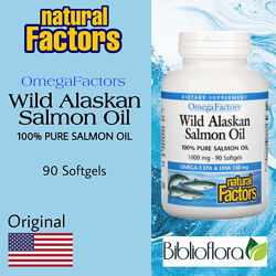 Natural Factors, олія дикого аляскінського лосося, 1000 мг, 90 капсул