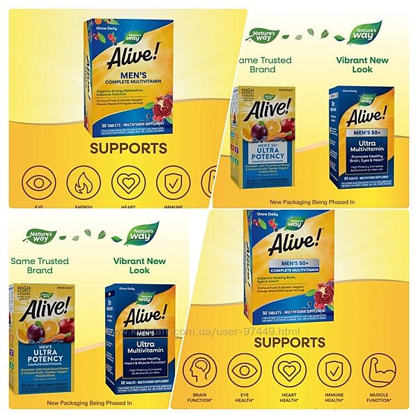 Natures Way, Alive Мультивітамінні комплекси для чоловіків