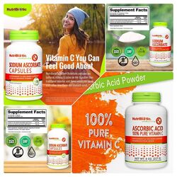 NutriBiotic, Immunity, аскорбат натрію, кристалічний порошок та капсули