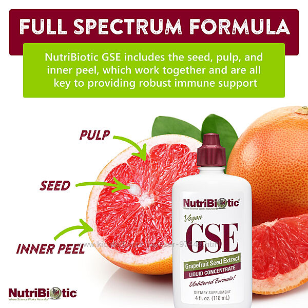 NutriBiotic, веганський екстракт насіння грейпфрута GSE, рідкий концентрат