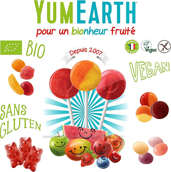 YumEarth, органічні льодяники, асорті, в індивідуальній упаковці