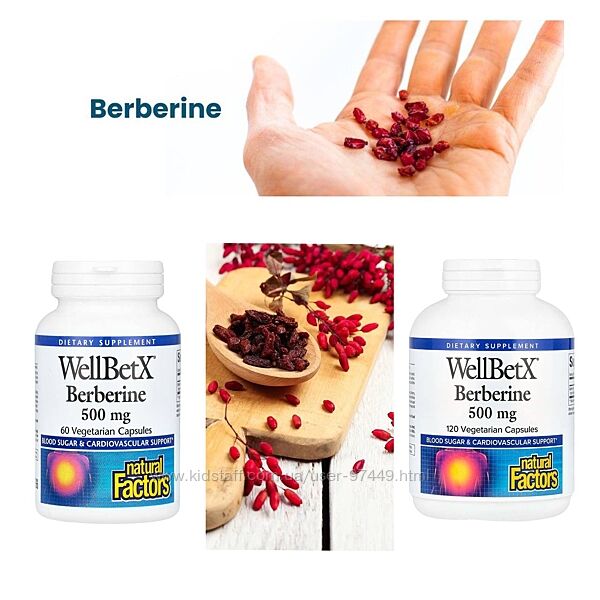 Natural Factors, WellBetX, берберин, 500 мг Контроль рівня цукру в крові
