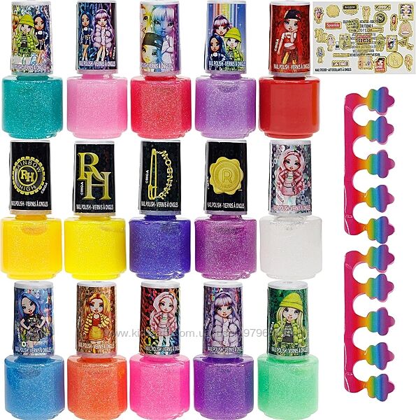 Набор лак для ногтей 15 штук для девочек Rainbow High Townley Girl