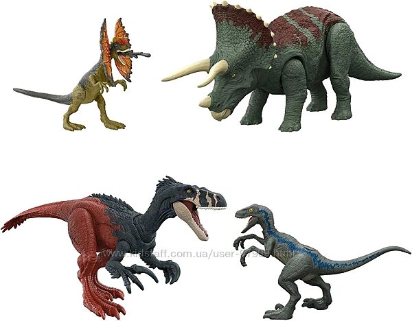 Набор 4 динозавра Парк юрского периода, Блю, Дилофозавр Jurassic World