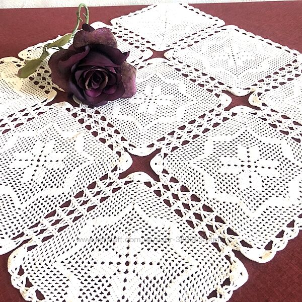 Филейная скатерть крючком из элементов 58х58 см