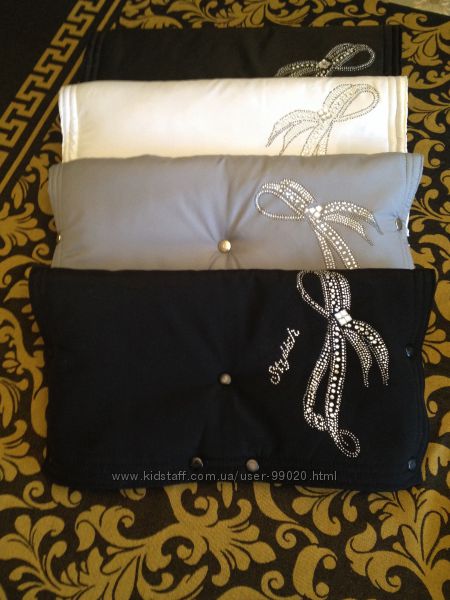 Муфта на коляску. 4 слоя материала - ОВЧИНА- ЯРКИЕ СТРАЗЫ.