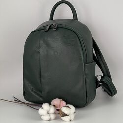 Рюкзак жіночий шкіряний Genuine Leather 05434 D14 темно-зелений
