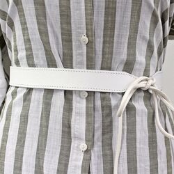 Ремінь жіночий циліндричний зі шкіряною вставкою Кремінь 270313 білий