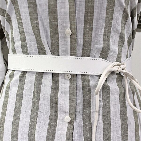 Ремінь жіночий циліндричний зі шкіряною вставкою Кремінь 270313 білий