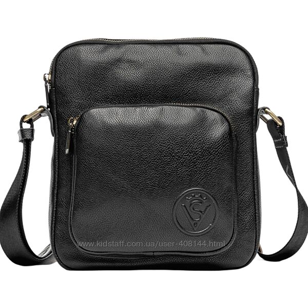 Сумка чоловіча шкіряна через плече Vittorio Safino VS 022 чорна Корсика