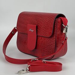Сумка крос-боді жіноча шкіряна Karya 5068 червона кроко