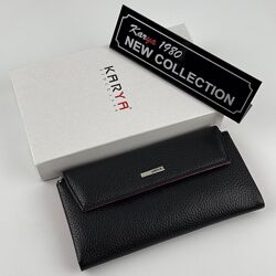 Гаманець жіночий шкіряний Karya 1173-45-46 чорний всередині червоний