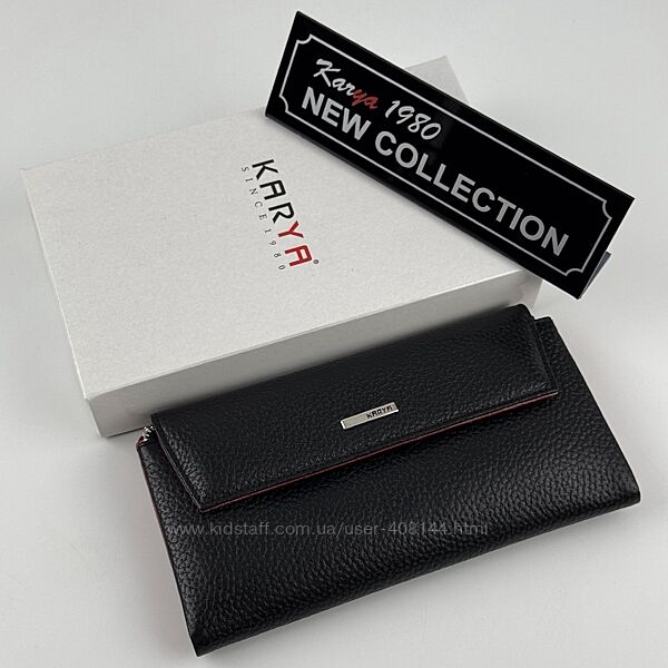 Гаманець жіночий шкіряний Karya 1173-45-46 чорний всередині червоний