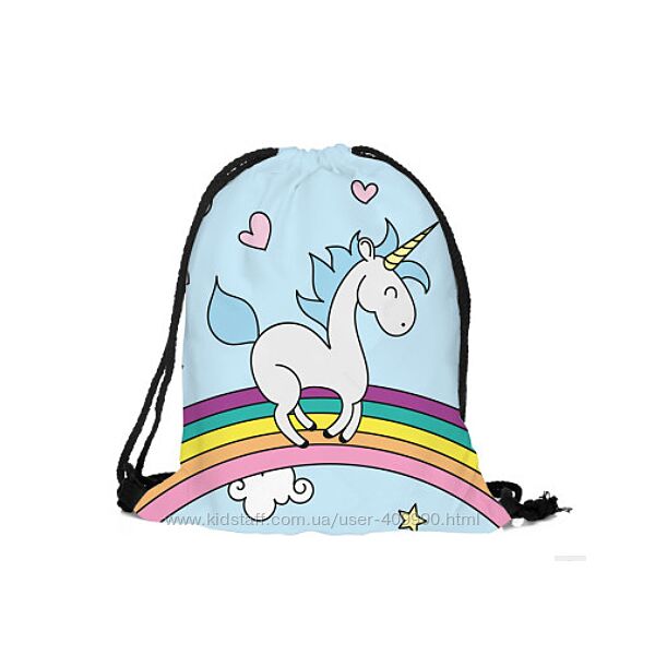 Рюкзак мішок сумка з принтом для змінного взуття одягу Єдинороги Unicorn