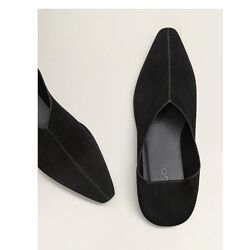 Замшеві чорні жіночі туфлі, мюлі, лофери 36,37 mango оригінал