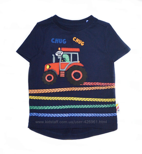 Синяя футболка с трактором nutmeg на мальчика 1-1,5 года