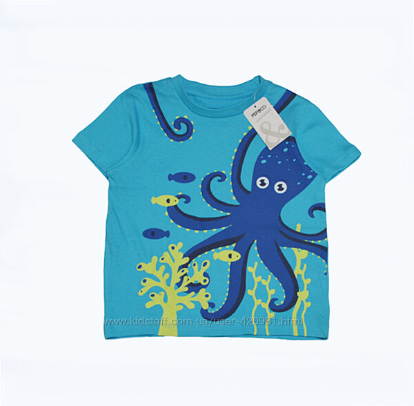 Блакитна футболка з восьминогом pep & co на хлопчика 2-3 роки