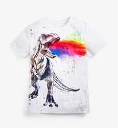 Біла футболка з динозавром next на хлопчика 4 та 5 років