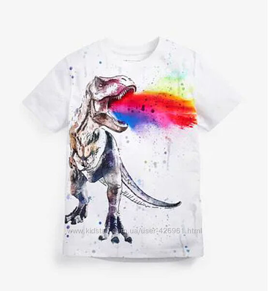 Біла футболка з динозавром next на хлопчика 8 років