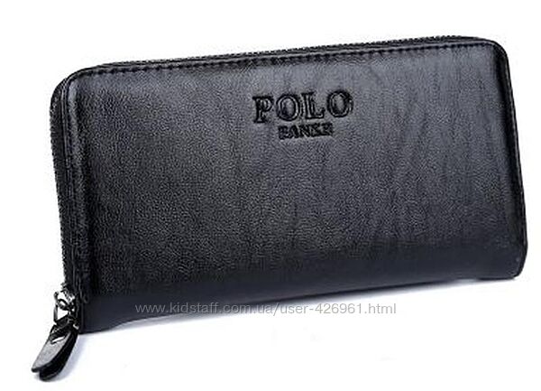 Чорний чоловічий клатч гаманець polo