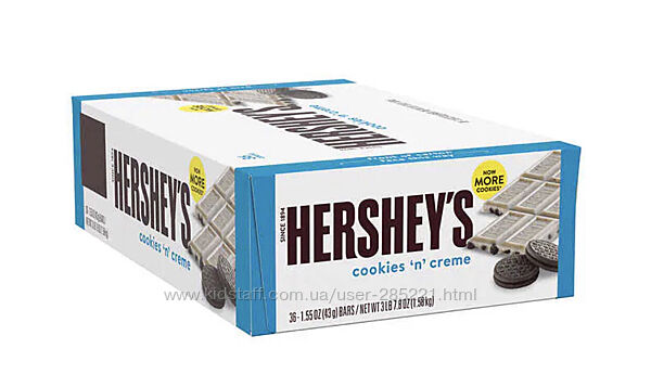 Шоколад Hersheys 36 шт. В упаковке 1,58 кг. Низкая цена 