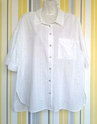 Блуза р.16 євро р.44 Nutmeg біла вишита сорочка літня
