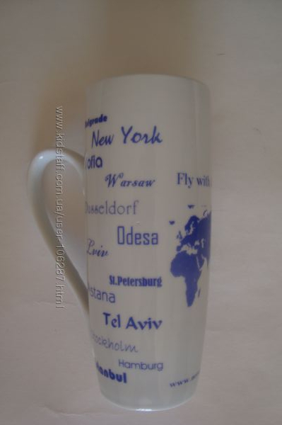 Чашка-бокал с названиями городов мира