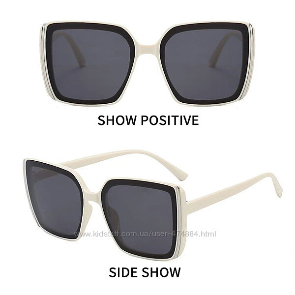 Крупные солнцезащитные квадратные очки бежевые с дымчатой линзой