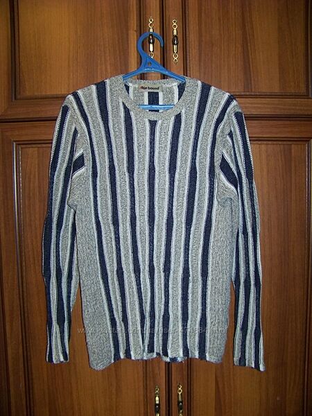 Плотный полосатый шерстяной серо-синий свитер bound лм