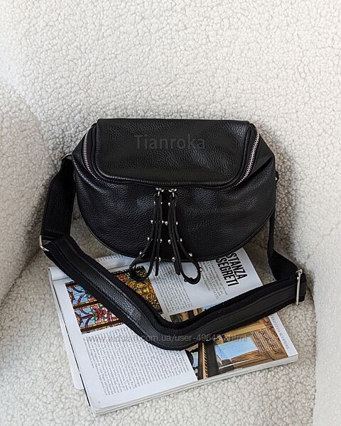 Крута шкіряна сумка бананка. Італія