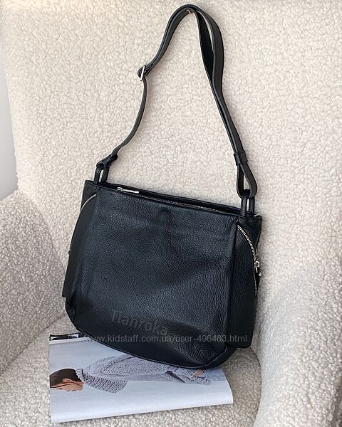 Шкіряна сумка, кожаная сумка-мішок кроссбоди, 3 кольори. Італія