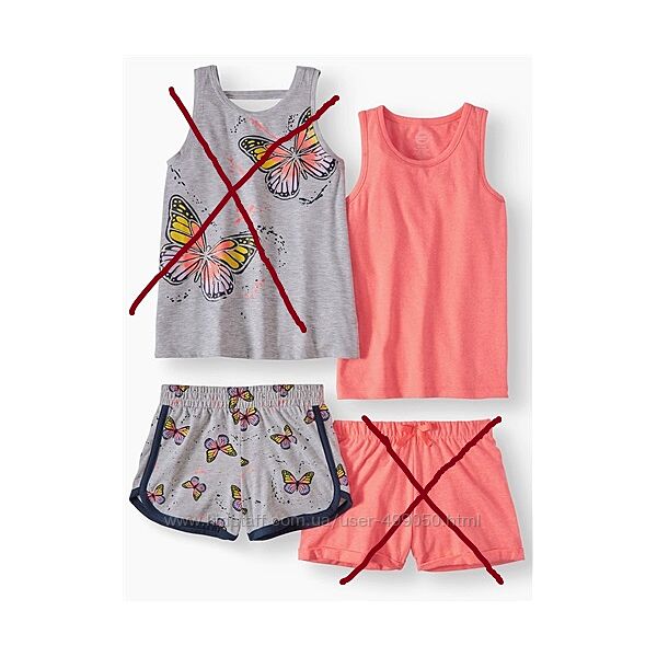 Комплект набор майка и шорты неоновые бабочки Walmart 
