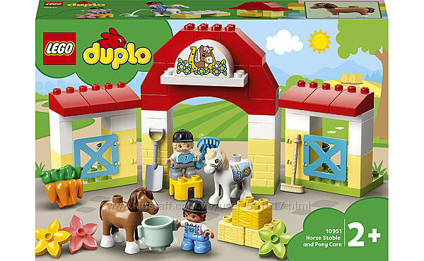 Конструктор Лего LEGO DUPLO Стайня і догляд за поні 10951