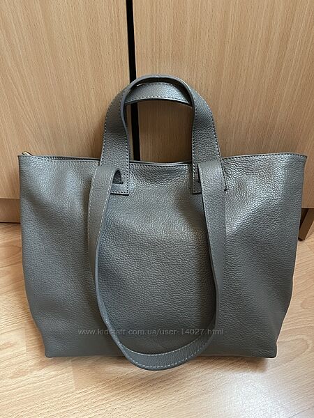 Итальянская кожаная крутая сумка Vera Pelle Made in Italy , В сером цвете 
