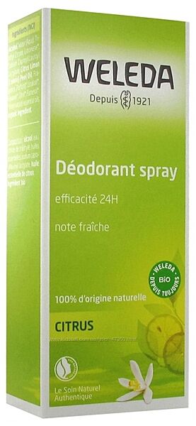 Цитрус дезодорант Weleda Citrus Deodorant Spray 100ml, Франция