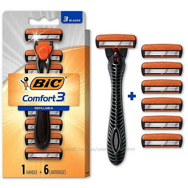 Бритва BIC Comfort 3 Hybrid Men&acutes Disposable Razor 6 Cartridges