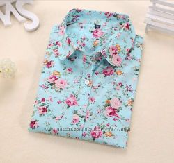 Блузки, рубашки с фламинго, вишенками,  якорьками и цветочный принт