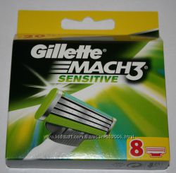 Gillette Mach 3 sensitive упаковка 8 штук оригинал