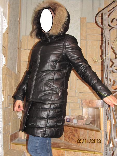 Натуральная кожа, пух - Трансформер курточка-жилетка-пальто 