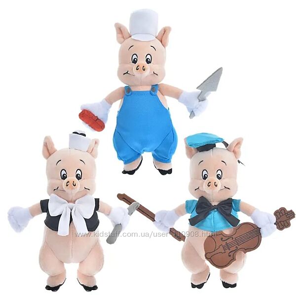 Три поросенка мягкая игрушка плюшевая The Three Little Pigs Plush Set 