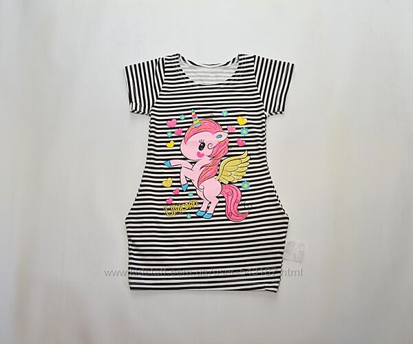 Сукня-туніка на дівчинку, бавовна 100, единоріг. Розпродаж терміново