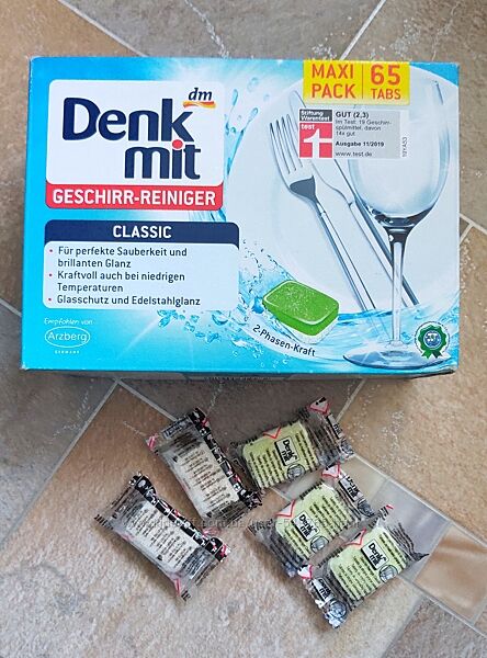 Таблетки для посудомойки классические Denkmit, 65 шт Германия