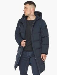 Теплая удобная зимняя мужская графитово- синяя куртка Braggart 49010 р. 50