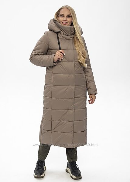 Стильное женское зимнее пальто с капюшоном Агата черное Размеры 46- 58