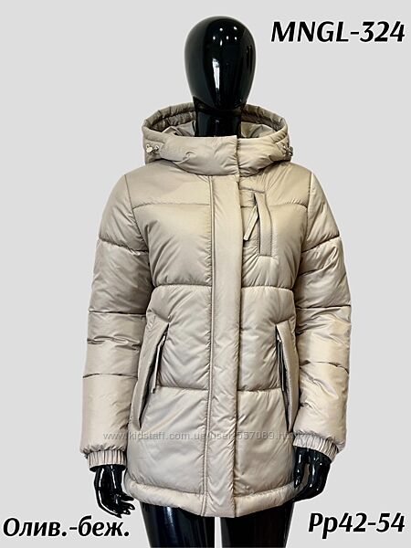 Зимняя женская теплая стеганая куртка с капюшоном 324 Mangelo Р-ры 42- 52