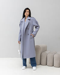 Демисезонное длинное женское двубортное пальто из шерсти Манхэттен р.40-54