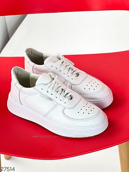 Кожаные белые женские кроссовки Супер качество Размеры 36 - 40
