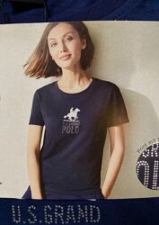 Футболка polo U. S. Grand p. M жіноча зі стразами, бавовна
